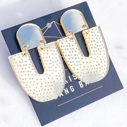 Spotty Etched U Dangle Earrings