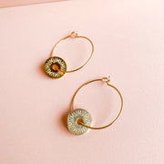 Coin Hoop 18K Gold Earrings