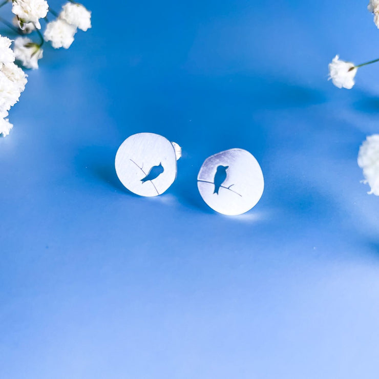 Bird On A Branch Stud Earrings