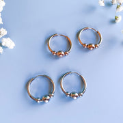 Three Beaded Hoop Earrings