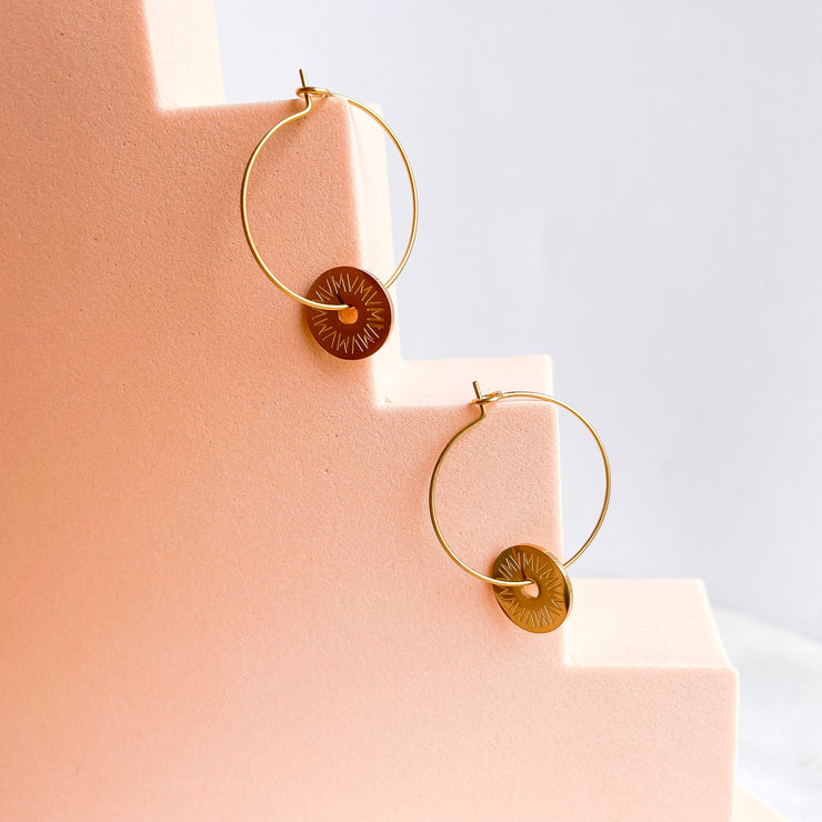 Coin Hoop 18K Gold Earrings