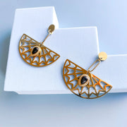 Art Deco Fan Dangle Earrings