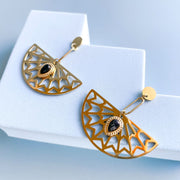 Art Deco Fan Dangle Earrings