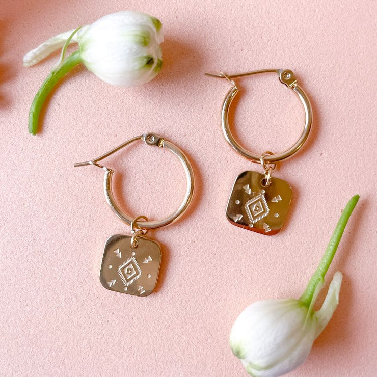 Huggie Charm Hoop Earrings