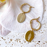 Fern Leaf 14K Gold Hoop Earrings