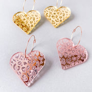 Leopard Heart Drop Earrings