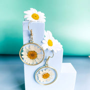 Real Daisy Drop Earrings