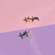 Star and Crescent Moon Stud Earrings