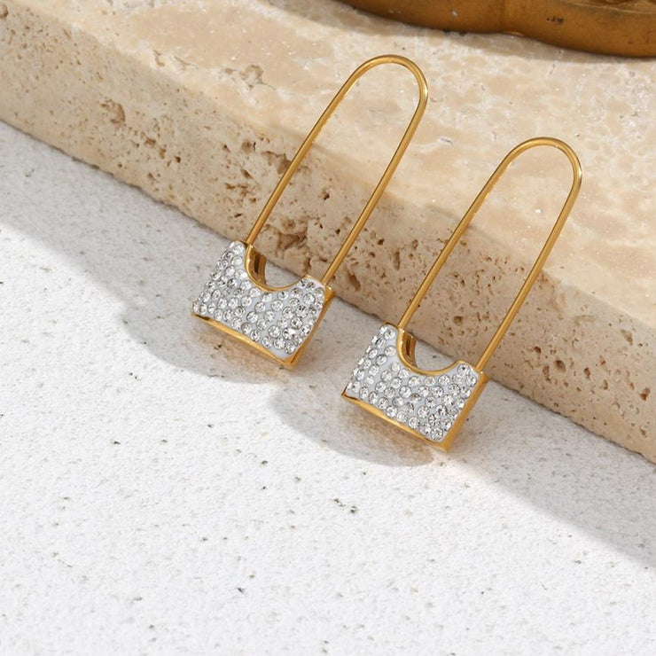 Zircon Mini Lock Earrings