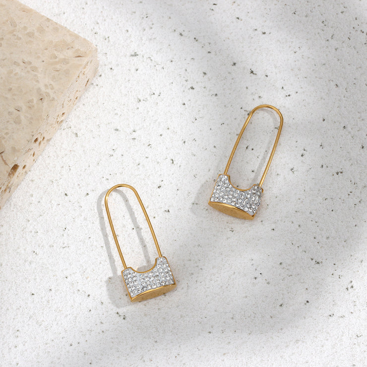 Zircon Mini Lock Earrings