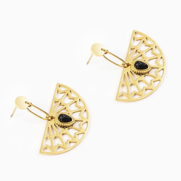 Art Deco Fan Dangle Earrings